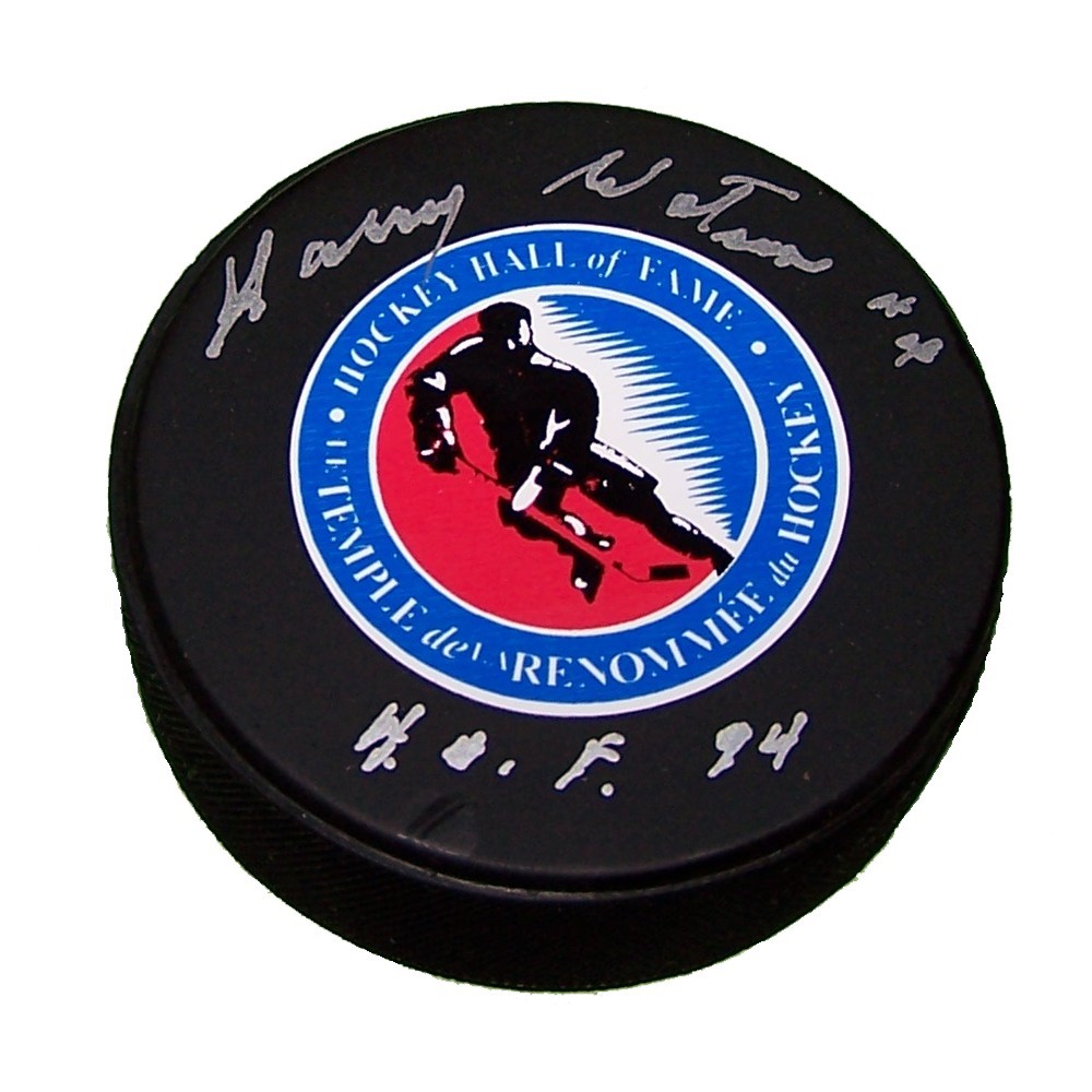 Harry Watson (deceased) Autographed Hockey Hall of Fame Puck