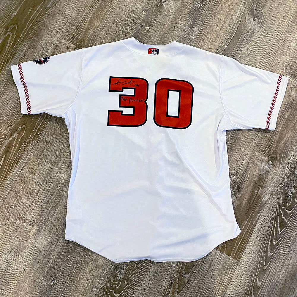 UMPS CARE AUCTION Aristides Aquino Signed Louisville Bats Jersey Size