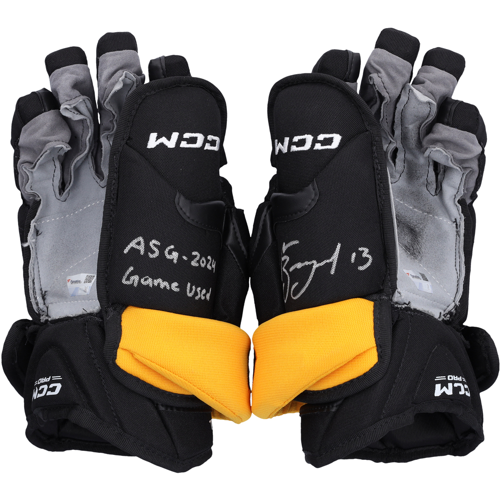 Mathew Barzal New York Islanders Autographed Game-Used Black CCM Gloves from the 2024 NHL All-Star Game on February 3, 2024 with 