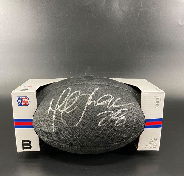 HOF - Rams Marshall Faulk Signed Black Football With Metallic Rams Logo