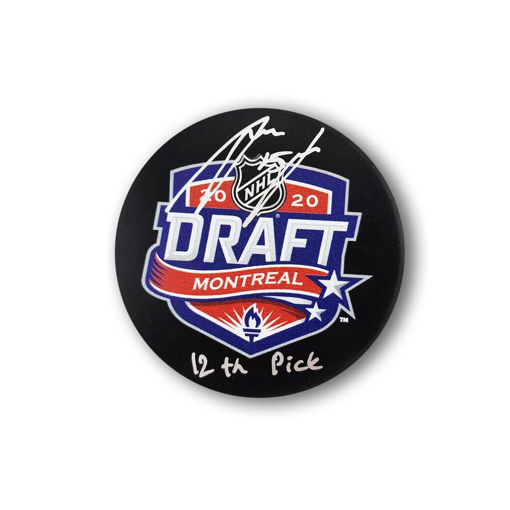 Anton Lundell Autographed 2020 NHL Draft Hockey Puck Inscribed 12th Pick