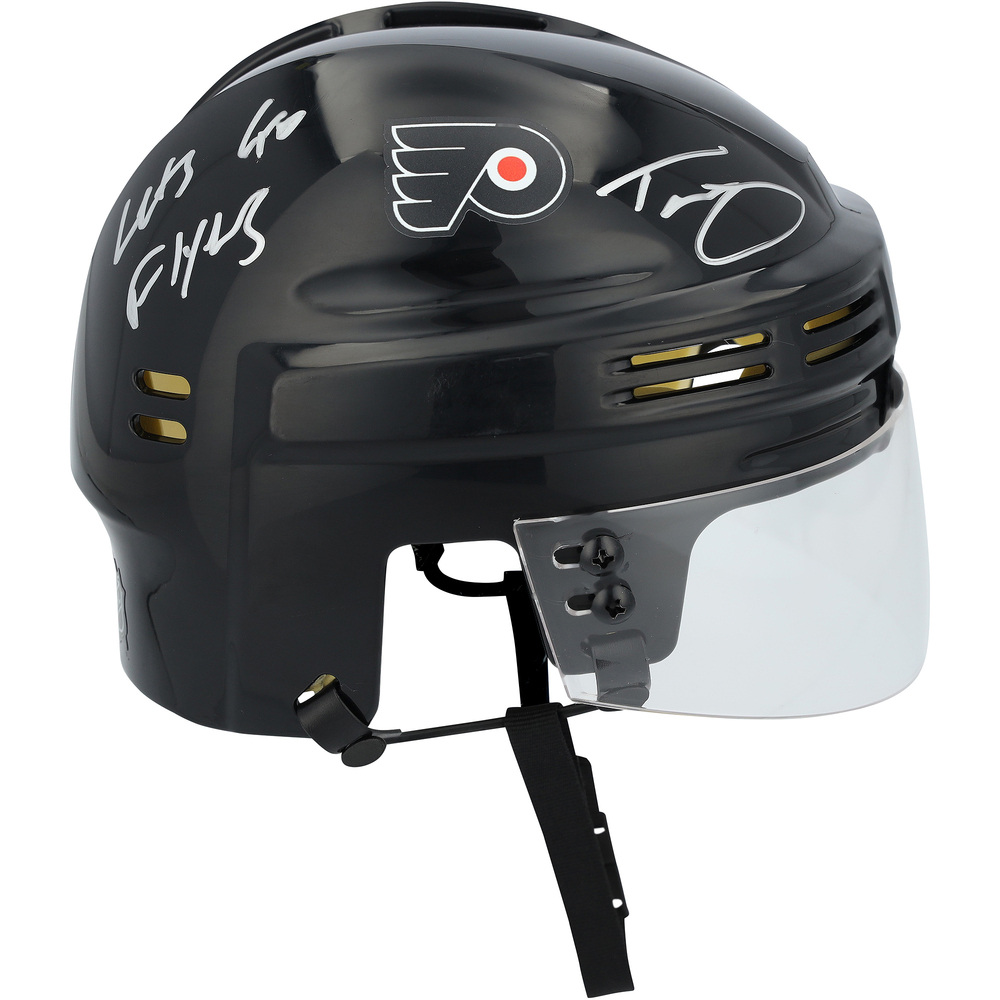 Trevor Zegras Philadelphia Flyers Autographed Black Mini Helmet with 