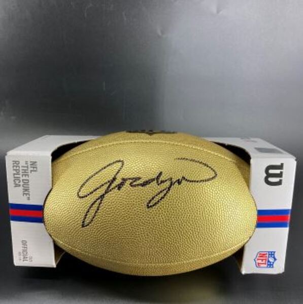 NFL - Saints Jordyn Tyson Signed Gold Composite Football