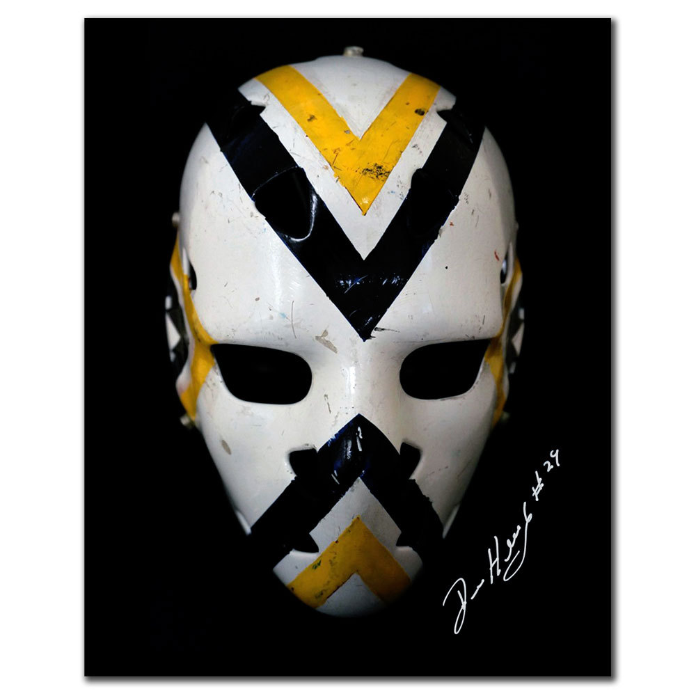 Denis Herron Pittsburgh Penguins Mask Autographed 8x10