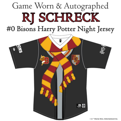 Buffalo Bisons Game Worn & Autographed #0 RJ Schreck Harry Potter Jersey Size 44