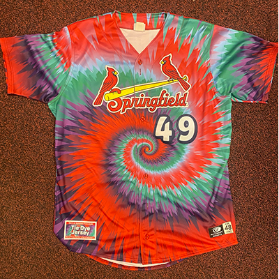 #49 - Brycen Mautz (Top Prospect: 21) - LHP - Size 48 - 2025 Springfield Cardinals Tie-Dye Jersey