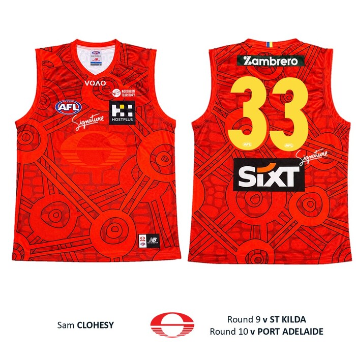 Photo of Sam Clohesy #33 Gold Coast SUNS Darwin/Larrakia Player-Issue Guernsey