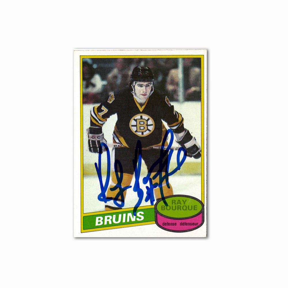 Ray Bourque Autographed Rookie Card Topps #140 Boston Bruins Hockey Card