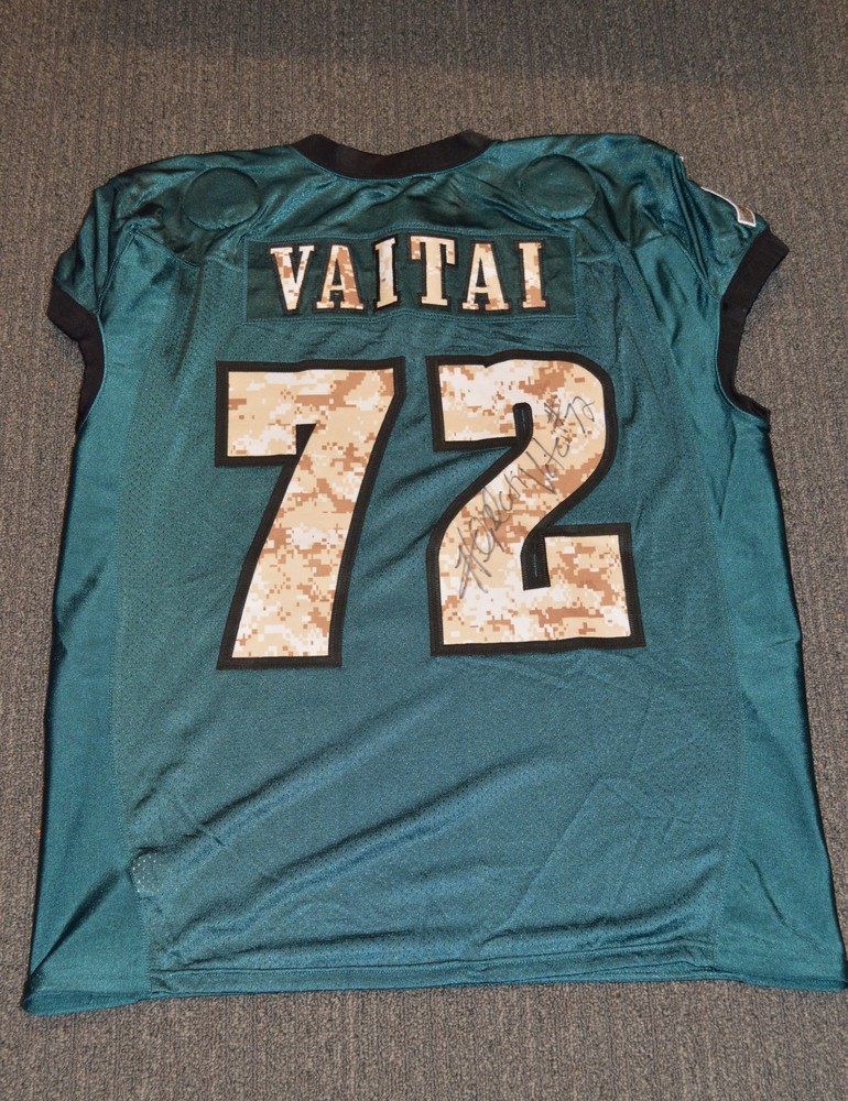 EAGLES - Halapoulivaati Valtai SALUTE TO SERVICE SIGNED PRACTICE WORN JERSEY NOVEMBER 2017 WITH CAMO NUMBERS