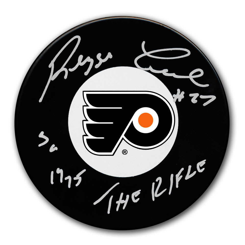 Reggie Leach Philadelphia Flyers 1975 Cup THE RIFLE Autographed Puck