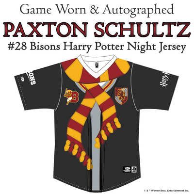Buffalo Bisons Game Worn & Autographed #28 Paxton Schultz Harry Potter Jersey Size 48