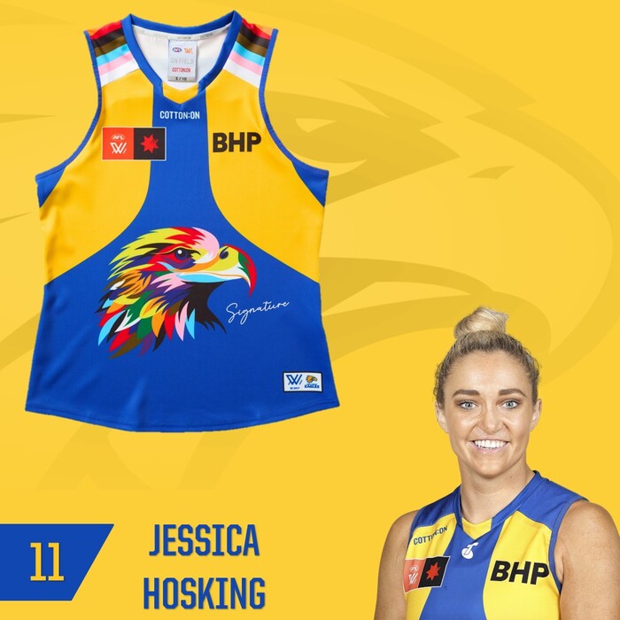 Photo of Jessica Hosking #11 West Coast Eagles 2025 Pride Player-Issue Guernsey