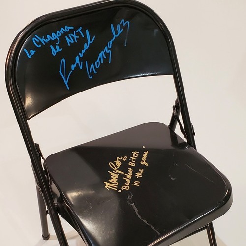 Mandy Rose and Raquel Gonzalez SIGNED and USED Chair (NXT: Halloween Havoc 10/26/2021)