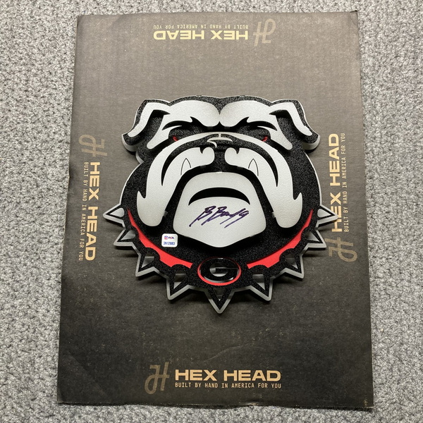 NFL - Georgia Bulldogs Brock Bowers Signed Hex Head 11x11