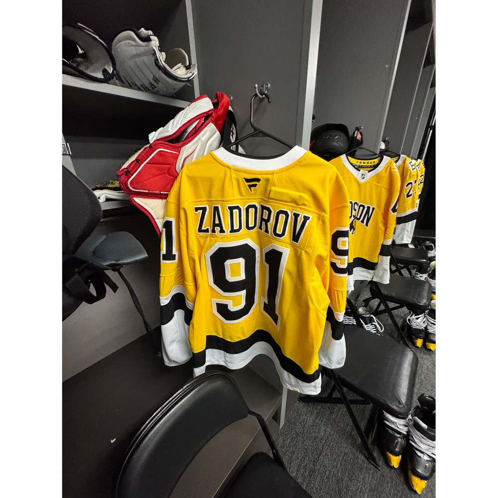 Nikita Zadorov Boston Bruins #91 2026 NHL Stadium Series Game-Used Yellow Jersey - Worn During the 1st Period on February 1, 2026