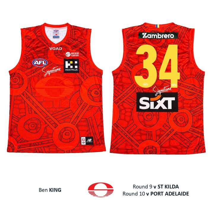 Photo of Ben King #34 Gold Coast SUNS Darwin/Larrakia Match-Worn Guernsey