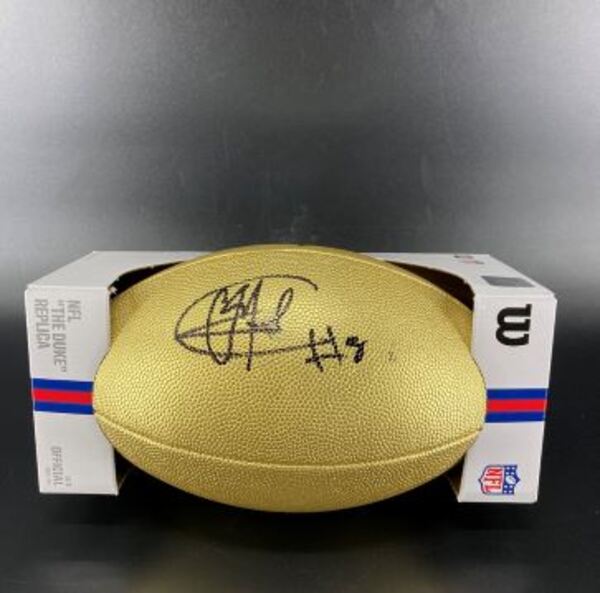 NFL - Giants Colton Hood Signed Gold Composite Football