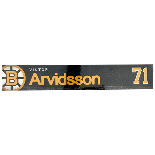 Photo of Team-Issued 2025-2026 TD Garden Locker Room Nameplate -  Viktor Arvidsson