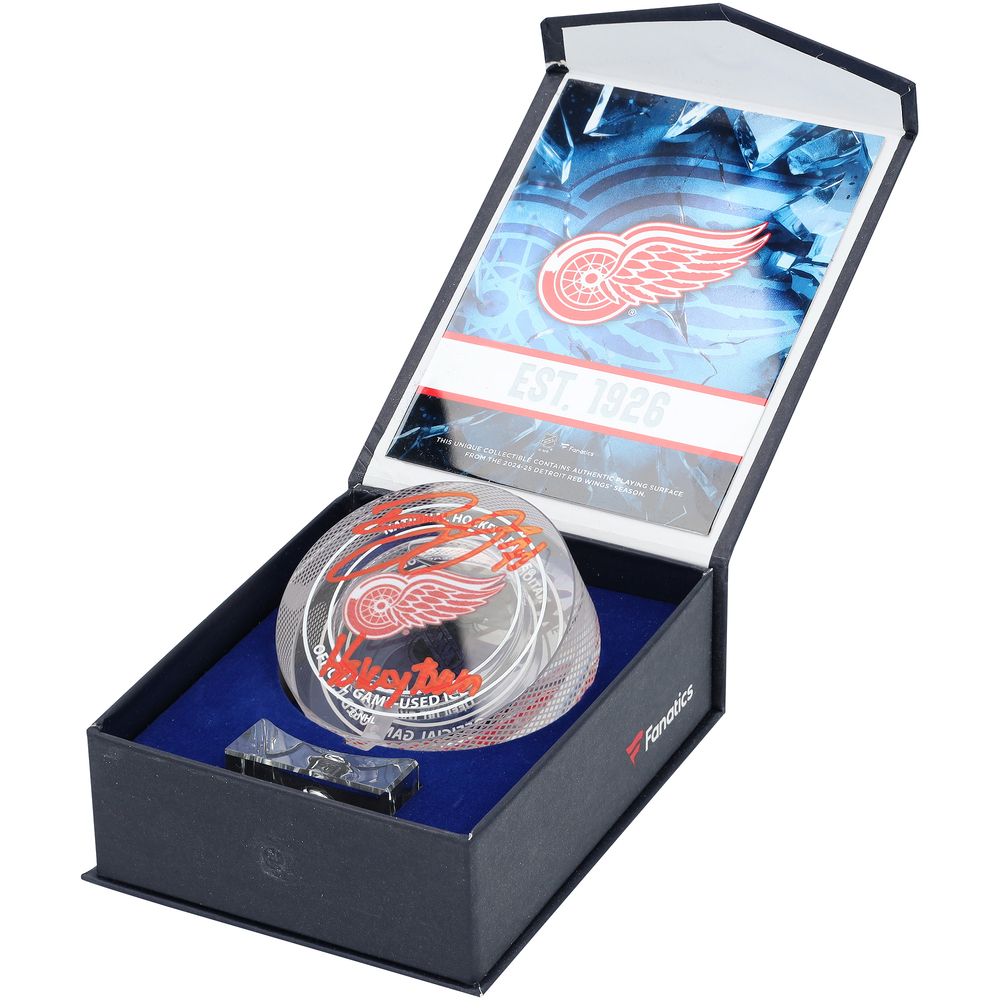 Dylan Larkin Detroit Red Wings Autographed Crystal Puck with 