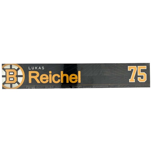 Photo of Team-Issued 2025-2026 TD Garden Locker Room Nameplate - Lukas Reichel