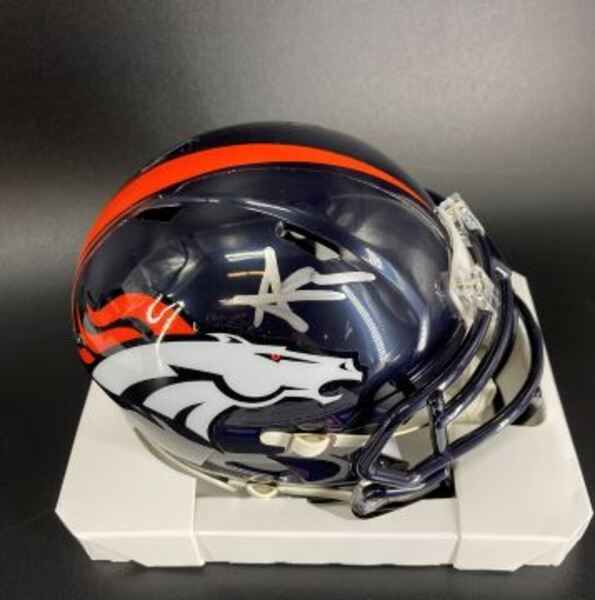 NFL - Broncos Audric Estime Signed Mini Helmet