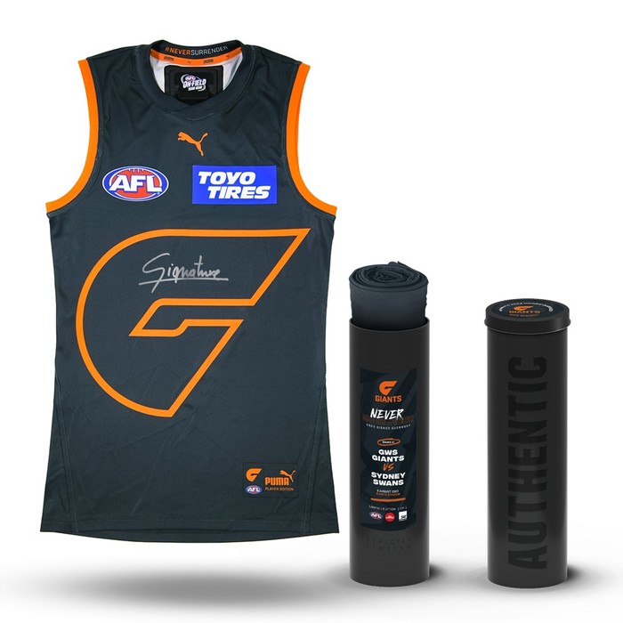 Darcy Jones GWS GIANTS Football Club Signed Player Never Surrender Guernsey  