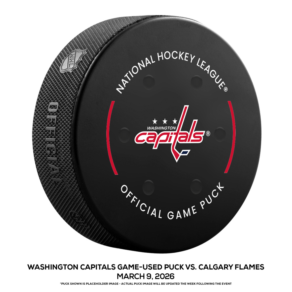Washington Capitals Game-Used Puck vs. Calgary Flames on March 9, 2026