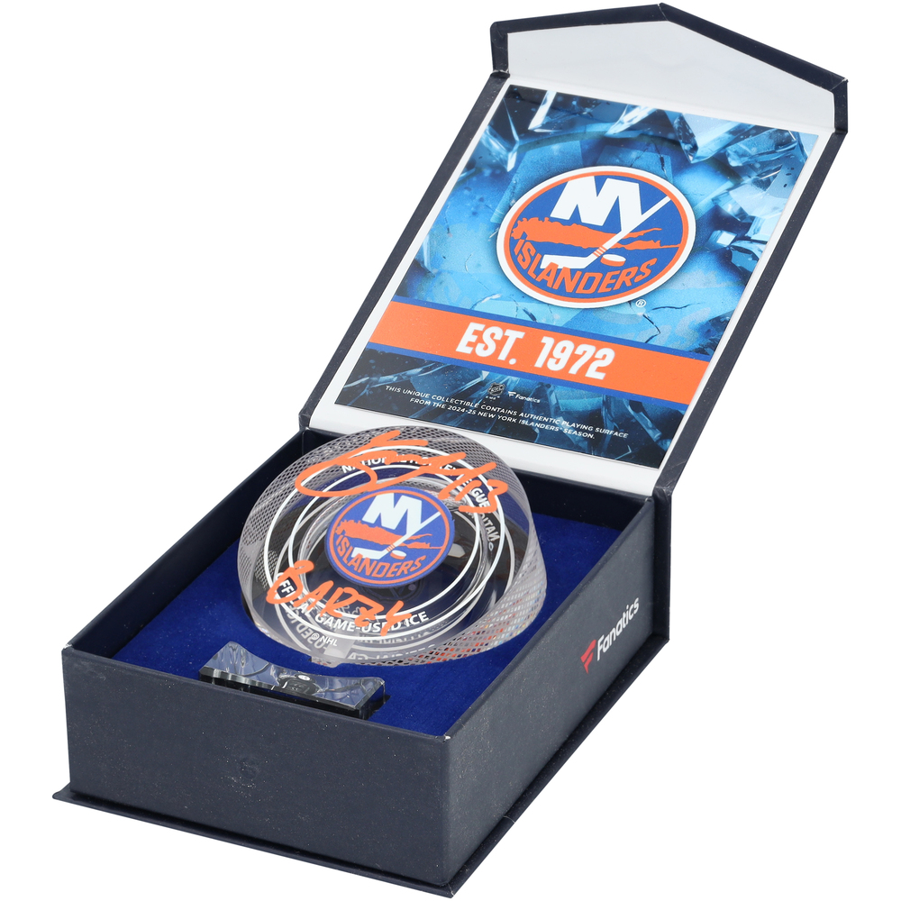 Mat Barzal New York Islanders Autographed Crystal Puck with 