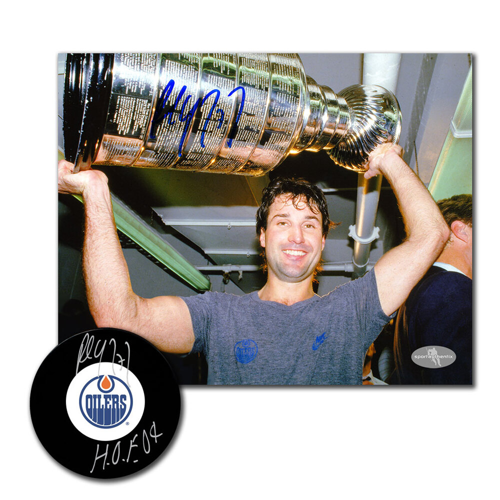 Paul Coffey Autographed Edmonton Oilers Hockey Puck & 8x10 Photo Combo
