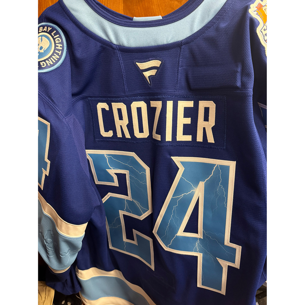 Maxwell Crozier Tampa Bay Lightning #24 2026 NHL Stadium Series Game-Used Blue Jersey - Worn During the 1st Period on February 1, 2026 - Size 56