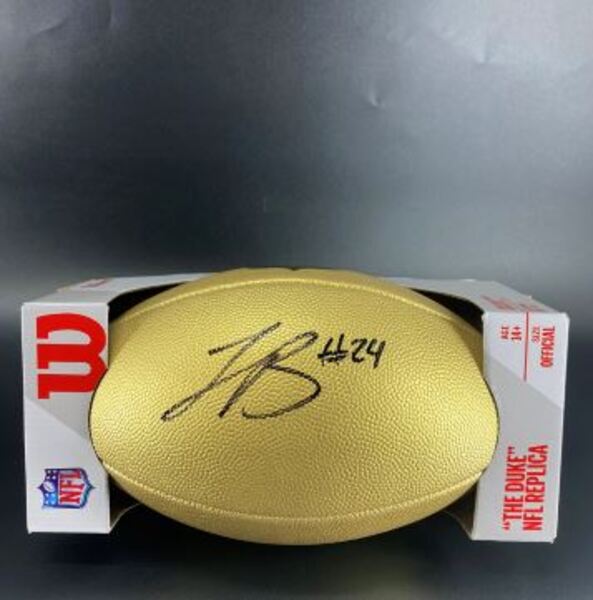 NFL - Panthers Jonathon Brooks Signed Gold Composite Football