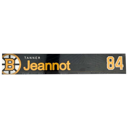 Photo of Team-Issued 2025-2026 TD Garden Locker Room Nameplate - Tanner Jeannot