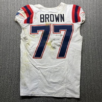 London Games - Patriots Ben Brown Game Worn Jersey (10/20/2024) With Lon...
