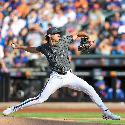 Photo of Brandon Sproat - Game-Used City Connect Jersey - 2nd Career Start & Citi Field Debut; 6 IP, 0 ER, 3 K's - Mets vs. Rangers - 9/13/25