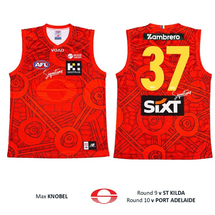 Photo of Max Knobel #37 Gold Coast SUNS Darwin/Larrakia Player-Issue Guernsey