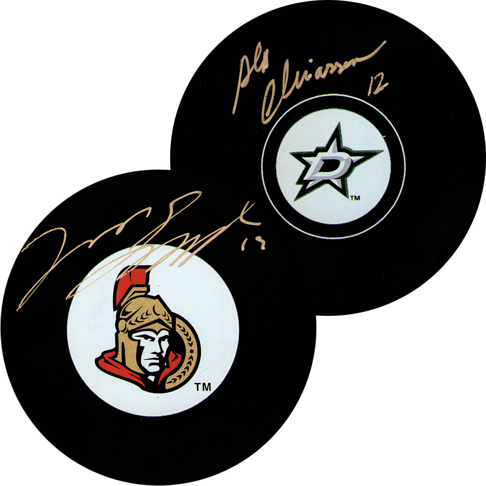2014 NHL Off-Season Trade Autographed Puck Combo - Jason Spezza & Alex Chiasson (Ottawa Senators, Dallas Stars)