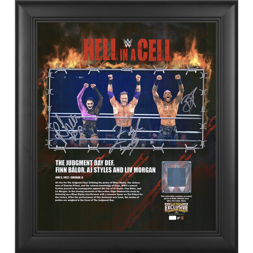 Edge, Damian Priest & Rhea Ripley Framed Autographed 15