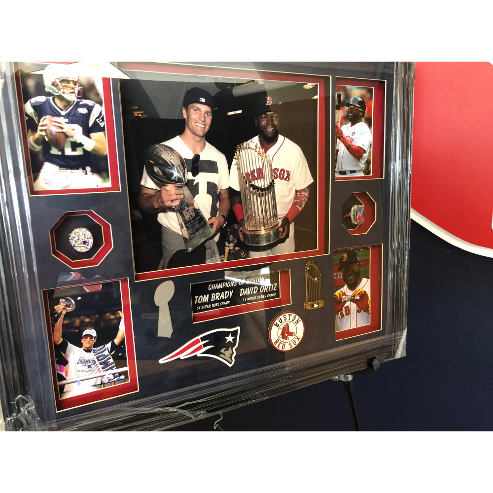 Tom Brady and David Ortiz Picture with Replica Rings | Red Sox