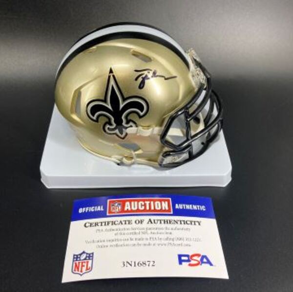NFL - Saints Tyler Shough Signed Mini Helmet