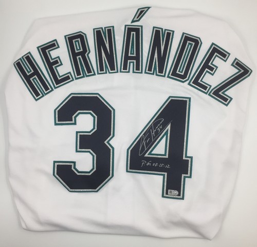 Photo of Felix Hernandez Autographed "PG 8/15/12"Authentic Mariners Jersey