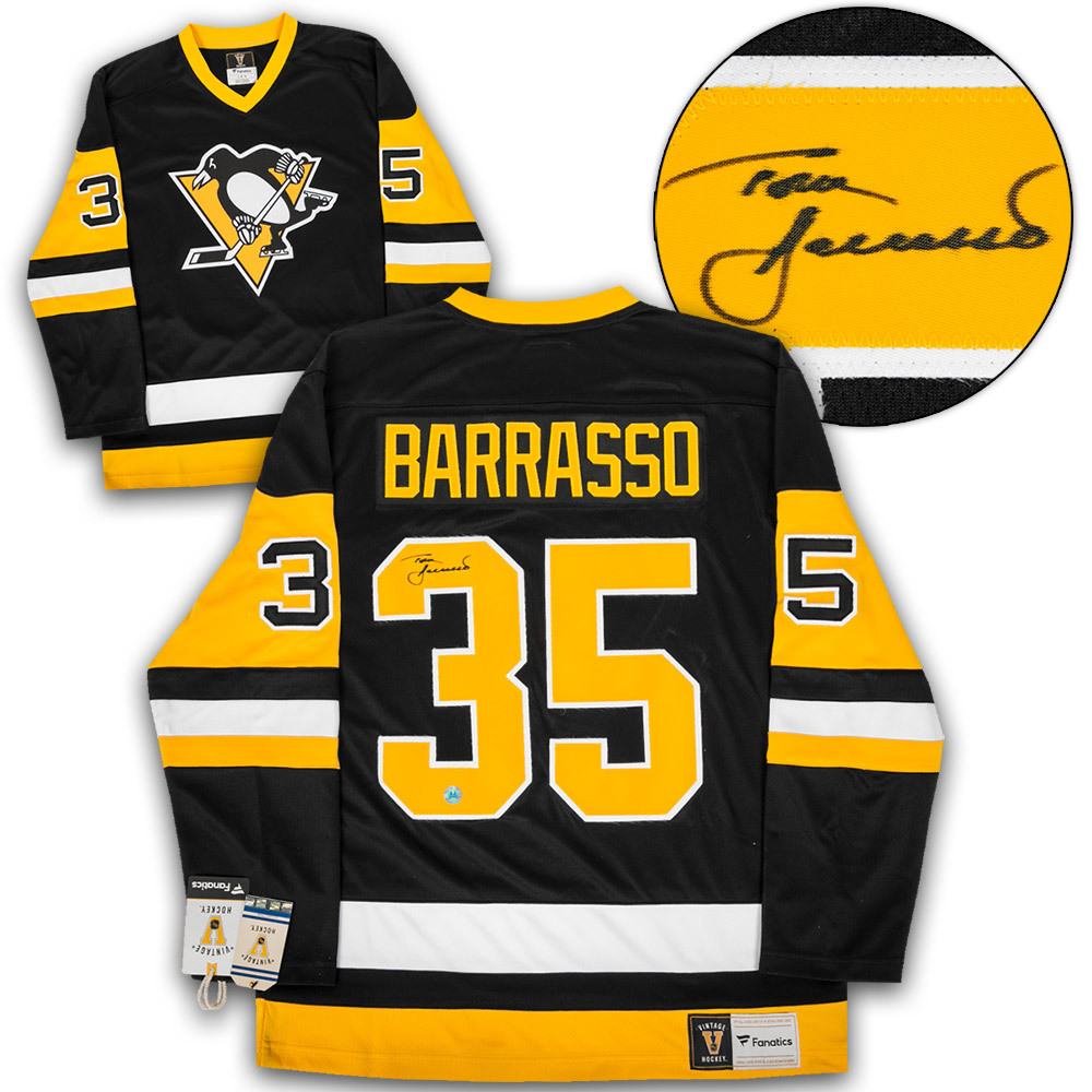 Tom Barrasso Signed Pittsburgh Penguins Throwback Breakaway Jersey