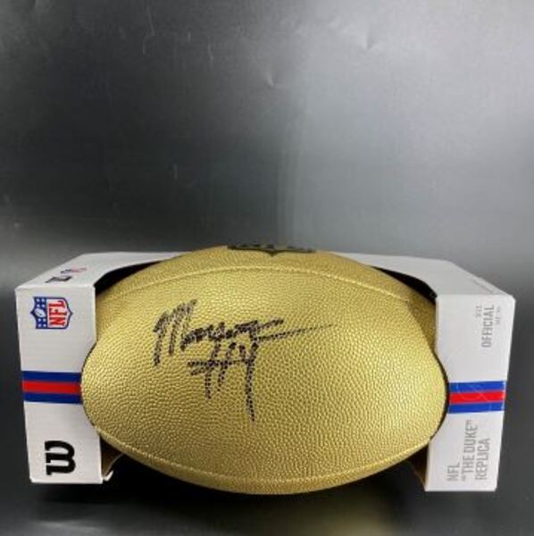 NFL - Chiefs Mansoor Delane Signed Gold Composite Football