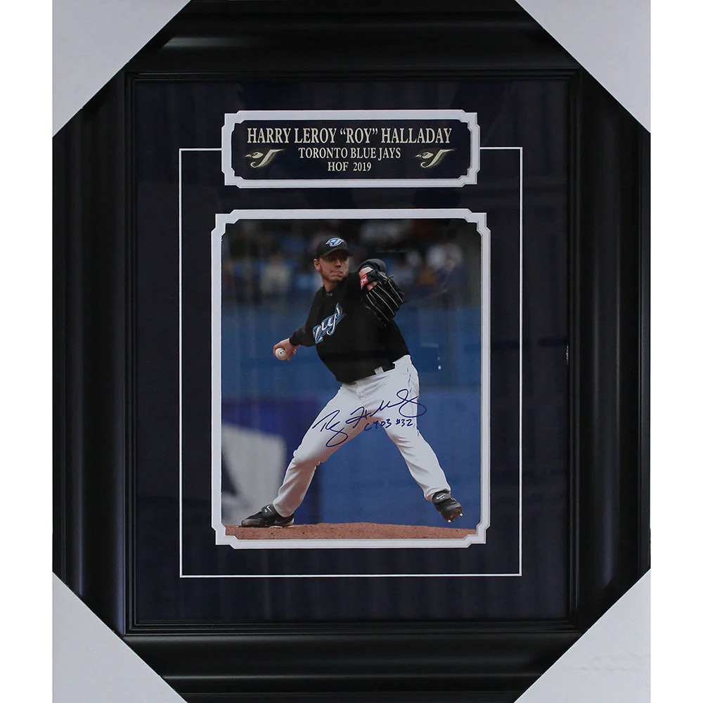 Roy Halladay Framed Autographed Toronto Blue Jays 8X10 Photo