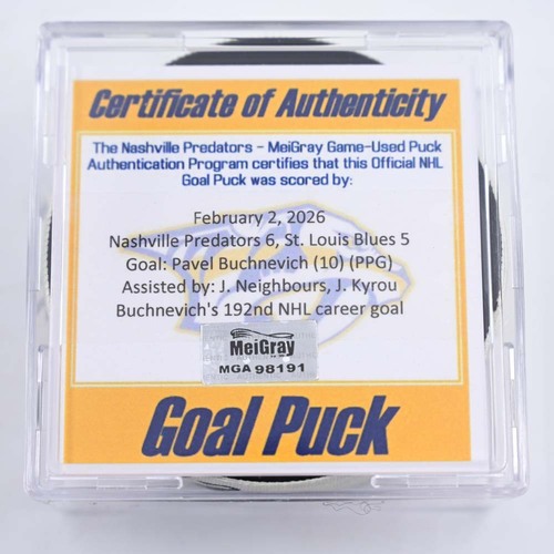 Image of Buchnevich, Pavel - St. Louis Blues - February 2, 2026 at Nashville Predators (Predators Logo)