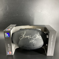 HOF - Bills Thurman Thomas Signed Black Panel Ball with HOF Logo