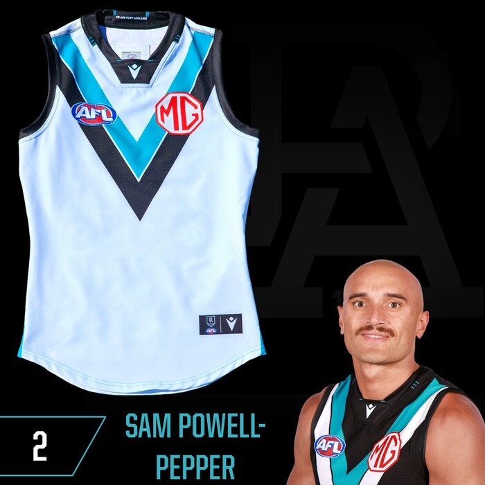 Photo of Sam Powell-Pepper #2 Port Adelaide 2025 Clash Match-Worn Guernsey