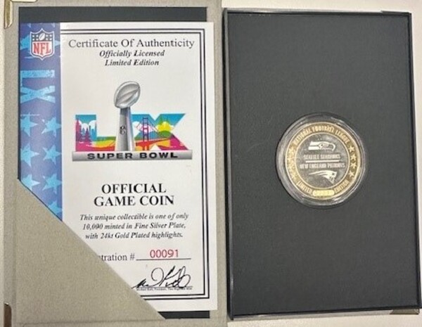 Super Bowl LX Game Issued Flip Coin 2.8.26