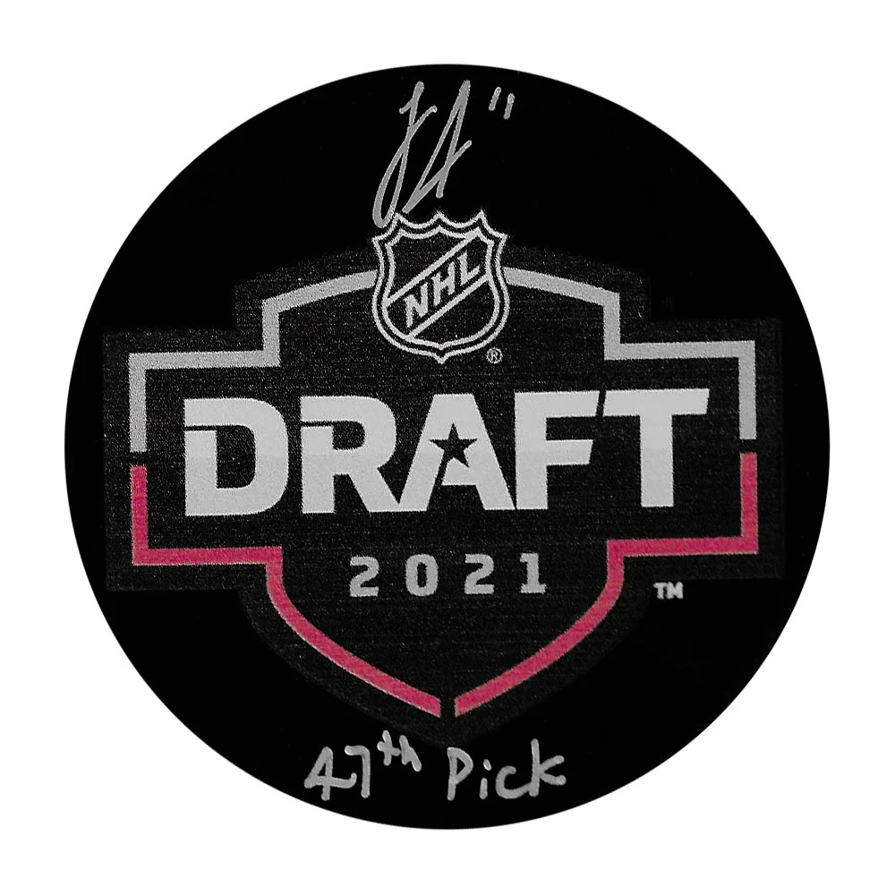 Logan Stankoven Autographed 2021 NHL Draft Puck w/47TH PICK Inscription