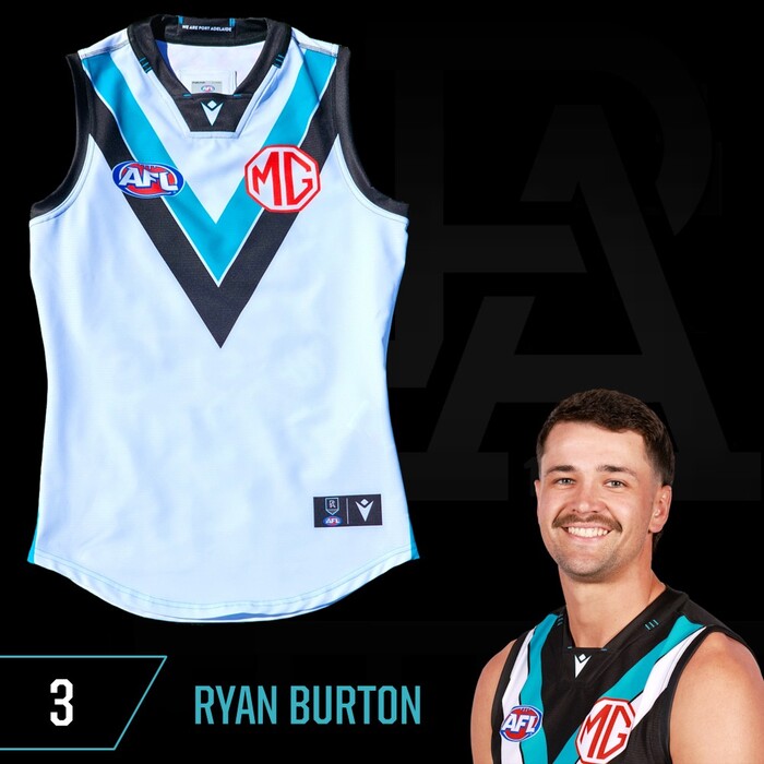 Photo of Ryan Burton #3 Port Adelaide 2025 Clash Match-Worn Guernsey