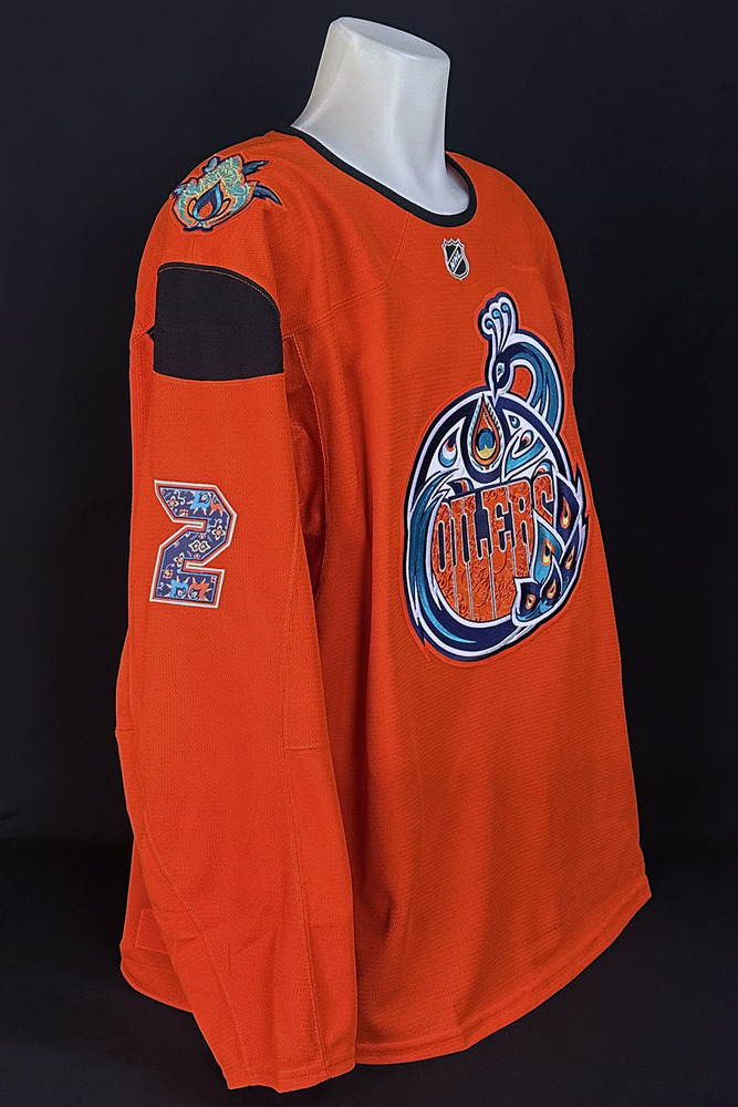 Evan Bouchard #2 - Autographed 2025-26 Edmonton Oilers South Asian Celebration Night Ltd Edition Fanatics Practice Jersey (Autographed Only / Not Worn)
